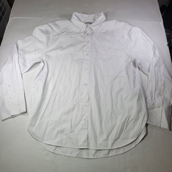 Madewell Women White Relaxed Mid Weight Button-Up Shirt Size L - Picture 1 of 7